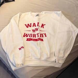 Walk Worthy Red/White Crewneck